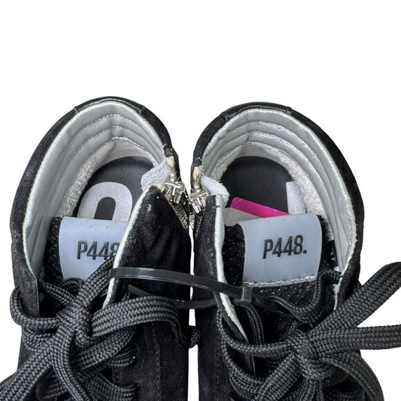 P448 Black Suede High-Top Sneakers Size 7 – Zip Detail & Metallic Lining - Picture 7 of 9